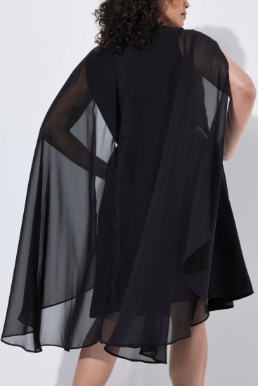 Ulla Popken 853774 Robe à volants Noir - Robes de soirée - Robes de soirée en grandes tailles