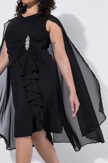 Ulla Popken 853774 Robe à volants Noir - Robes de soirée - Robes de soirée en grandes tailles