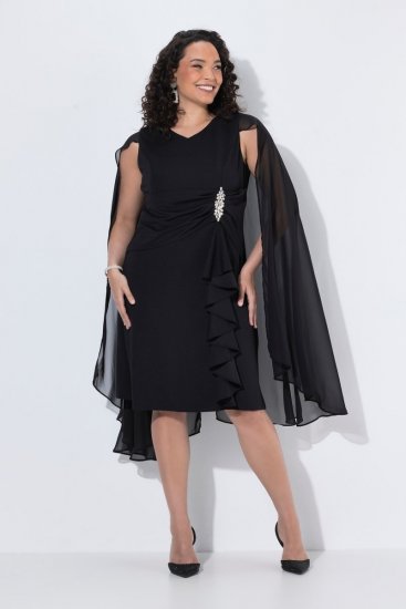Ulla Popken 853774 Robe à volants Noir - Robes de soirée - Robes de soirée en grandes tailles
