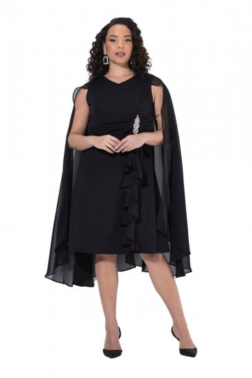 Ulla Popken 853774 Robe à volants Noir - Robes de soirée - Robes de soirée en grandes tailles