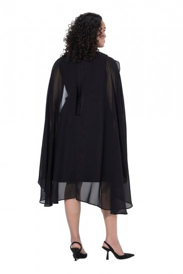 Ulla Popken 853774 Robe à volants Noir - Robes de soirée - Robes de soirée en grandes tailles