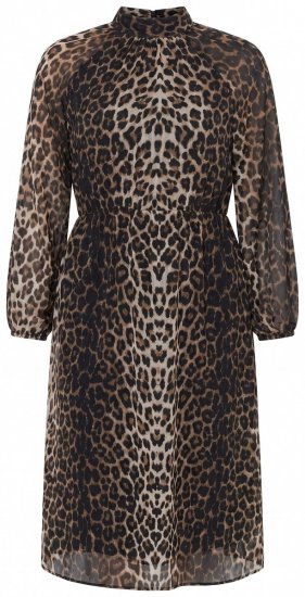 Ulla Popken 853788 Robe en mousseline à imprimé animal Marron clair - Robes maxi - Robes longues pour femmes rondes