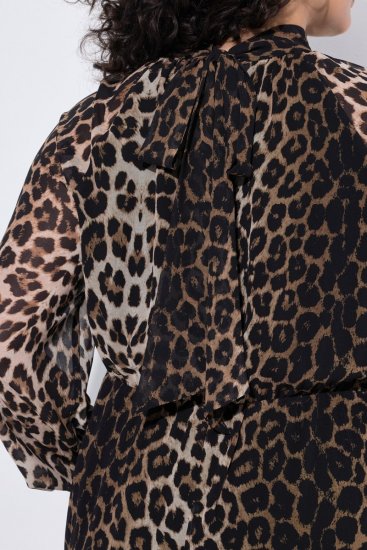 Ulla Popken 853788 Robe en mousseline à imprimé animal Marron clair - Robes maxi - Robes longues pour femmes rondes