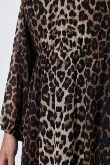 Ulla Popken 853788 Robe en mousseline à imprimé animal Marron clair - Robes maxi - Robes longues pour femmes rondes