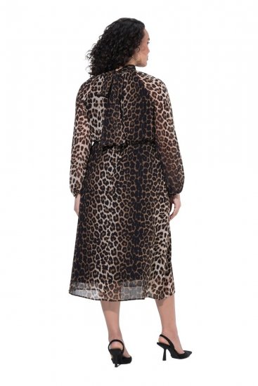 Ulla Popken 853788 Robe en mousseline à imprimé animal Marron clair - Robes maxi - Robes longues pour femmes rondes
