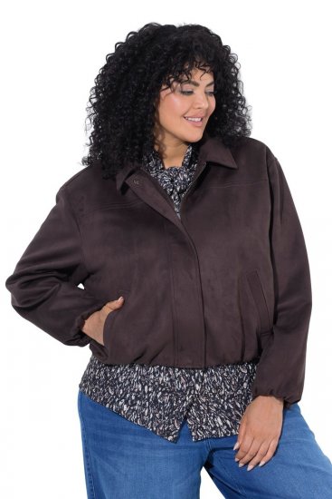 Ulla Popken 853792 Veste en suédine Marron - Vestes - Vestes grande taille pour femme