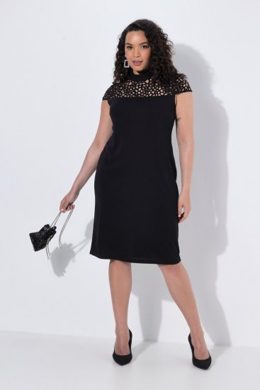 Ulla Popken 853808 Robe à manches courtes et col roulé Noir - Robes - Des robes dans toutes les tailles