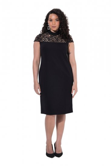 Ulla Popken 853808 Robe à manches courtes et col roulé Noir - Robes - Des robes dans toutes les tailles