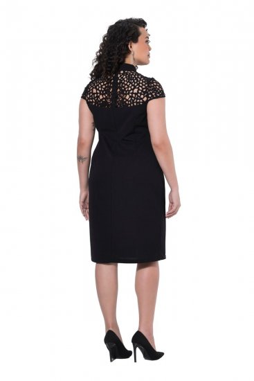 Ulla Popken 853808 Robe à manches courtes et col roulé Noir - Robes - Des robes dans toutes les tailles