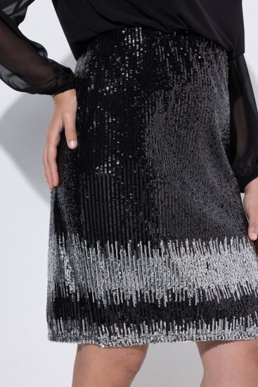 Ulla Popken 853810 Robe à sequins Noir - Robes de soirée - Robes de soirée en grandes tailles