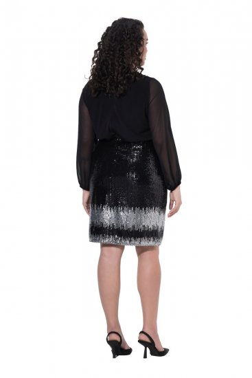 Ulla Popken 853810 Robe à sequins Noir - Robes de soirée - Robes de soirée en grandes tailles