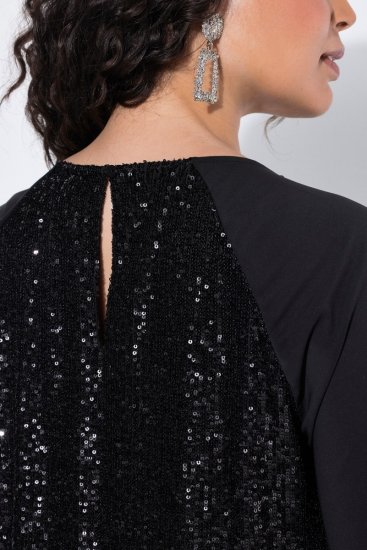 Ulla Popken 853871 Robe à sequins Noir - Robes de soirée - Robes de soirée en grandes tailles