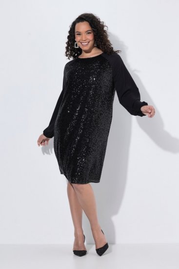 Ulla Popken 853871 Robe à sequins Noir - Robes de soirée - Robes de soirée en grandes tailles