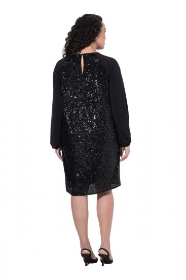 Ulla Popken 853871 Robe à sequins Noir - Robes de soirée - Robes de soirée en grandes tailles