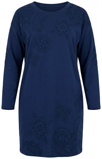 Ulla Popken 853877 Robe sweat fleurie Bleu marine - Robes - Des robes dans toutes les tailles