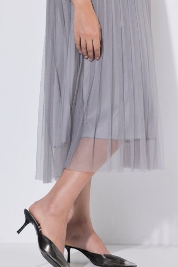 Ulla Popken 853879 Robe mi-longue trapèze Gris - Robes midi - Robes mi-longues pour femmes rondes