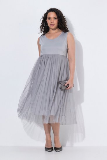 Ulla Popken 853879 Robe mi-longue trapèze Gris - Robes midi - Robes mi-longues pour femmes rondes