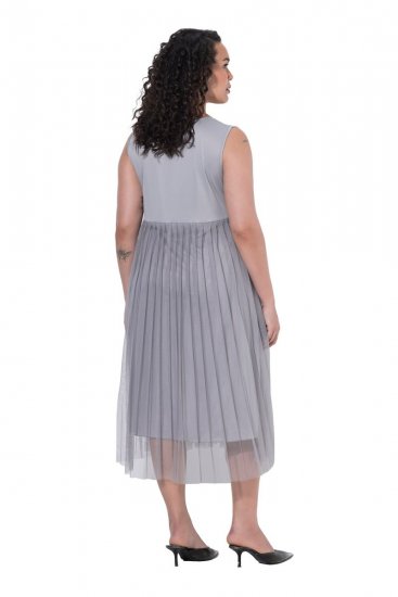 Ulla Popken 853879 Robe mi-longue trapèze Gris - Robes midi - Robes mi-longues pour femmes rondes