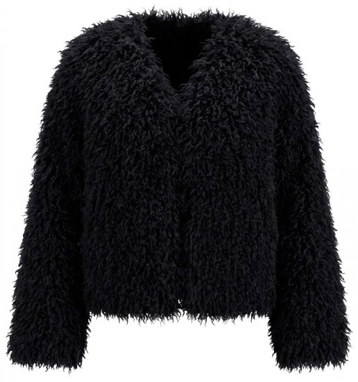 Ulla Popken 853894 Veste courte en fausse fourrure Noir - Vestes - Vestes grande taille pour femme