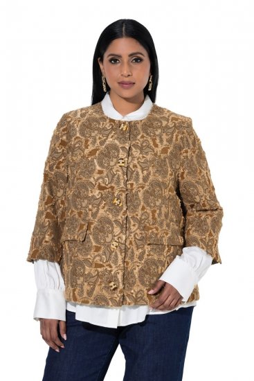 Ulla Popken 853996 Veste Marron clair - Vestes - Vestes grande taille pour femme