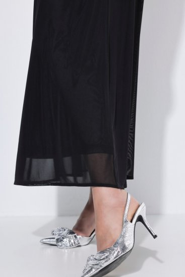 Ulla Popken 854031 Robe en mousseline à manches courtes Noir - Robes de soirée - Robes de soirée en grandes tailles