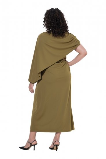 Ulla Popken 854048 Robe longue à manches longues Vert olive - Robes maxi - Robes longues pour femmes rondes
