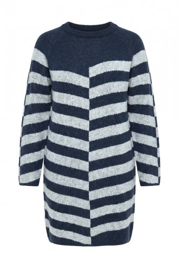 Ulla Popken 854095 Robe en maille à manches longues Bleu marine - Robes - Des robes dans toutes les tailles