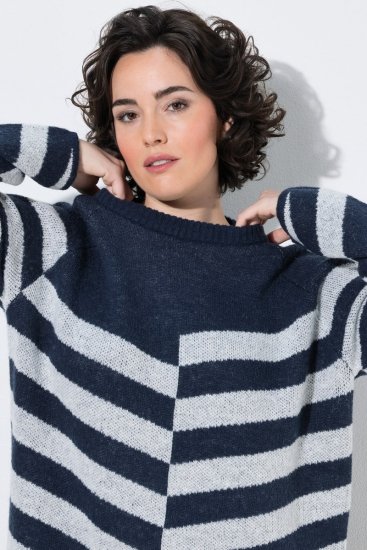 Ulla Popken 854095 Robe en maille à manches longues Bleu marine - Robes - Des robes dans toutes les tailles