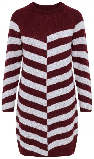 Ulla Popken 854095 Robe en maille rayée Bordeaux - Robes - Des robes dans toutes les tailles