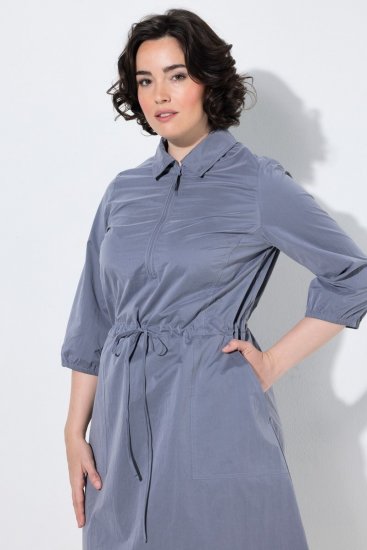 Ulla Popken 854413 Robe mi-longue à cordon Gris - Robes midi - Robes mi-longues pour femmes rondes