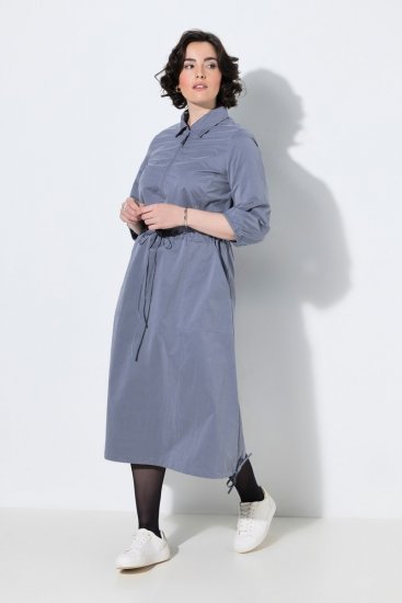 Ulla Popken 854413 Robe mi-longue à cordon Gris - Robes midi - Robes mi-longues pour femmes rondes