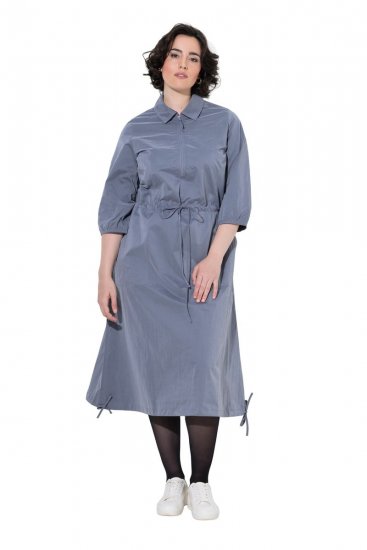 Ulla Popken 854413 Robe mi-longue à cordon Gris - Robes midi - Robes mi-longues pour femmes rondes