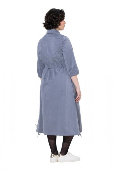 Ulla Popken 854413 Robe mi-longue à cordon Gris - Robes midi - Robes mi-longues pour femmes rondes