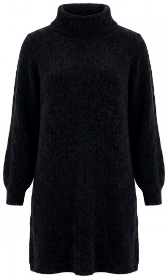 Ulla Popken 854602 Robe en maille à manches longues et col roulé Noir - Robes - Des robes dans toutes les tailles