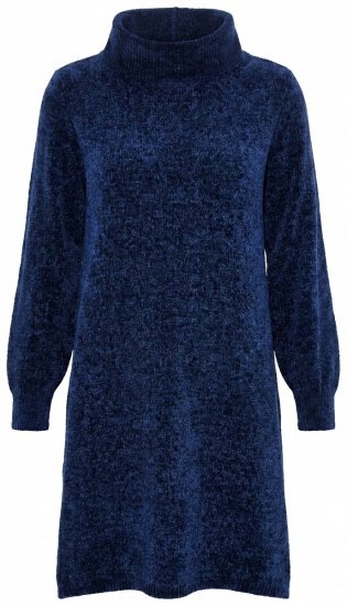 Ulla Popken 854602 Robe en maille à manches longues et col roulé Bleu marine - Robes - Des robes dans toutes les tailles