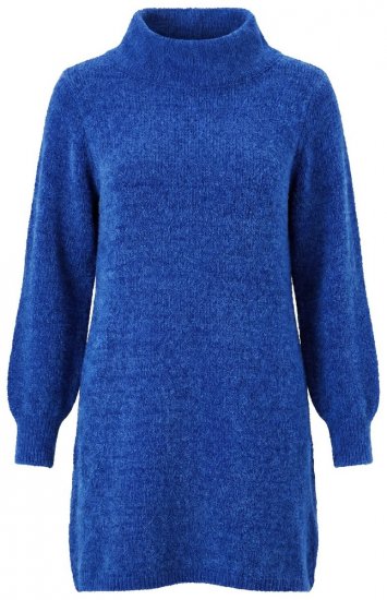 Ulla Popken 854602 Robe en maille à manches longues et col roulé Bleu - Robes - Des robes dans toutes les tailles