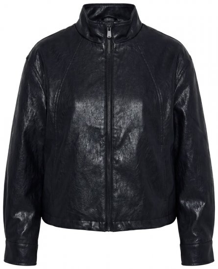 Ulla Popken 854795 Veste motard en similicuir Noir - Vestes - Vestes grande taille pour femme