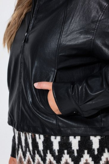 Ulla Popken 854795 Veste motard en similicuir Noir - Vestes - Vestes grande taille pour femme