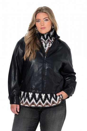 Ulla Popken 854795 Veste motard en similicuir Noir - Vestes - Vestes grande taille pour femme