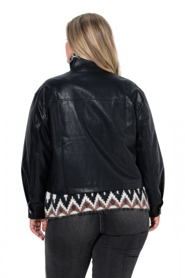 Ulla Popken 854795 Veste motard en similicuir Noir - Vestes - Vestes grande taille pour femme