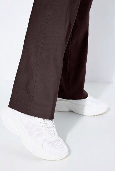 Ulla Popken 854910 Pantalon stretch chaud à taille élastique Brun acajou - Pantalons en tissu - Pantalons larges femme grande taille