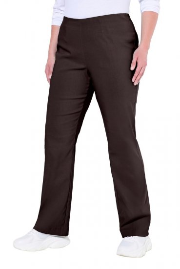 Ulla Popken 854910 Pantalon stretch chaud à taille élastique Brun acajou - Pantalons en tissu - Pantalons larges femme grande taille