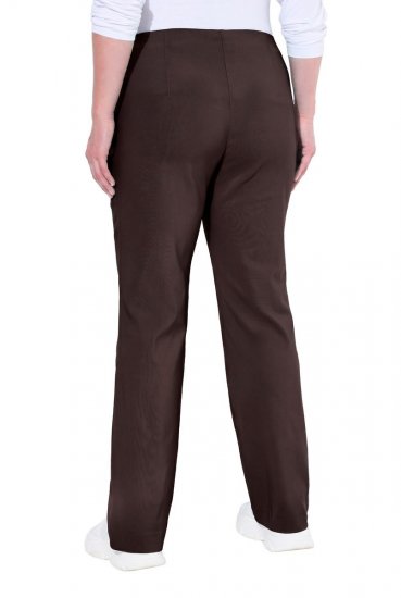 Ulla Popken 854910 Pantalon stretch chaud à taille élastique Brun acajou - Pantalons en tissu - Pantalons larges femme grande taille