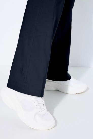 Ulla Popken 854910 Pantalon stretch chaud à taille élastique Bleu marine - Pantalons en tissu - Pantalons larges femme grande taille