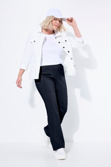 Ulla Popken 854910 Pantalon stretch chaud à taille élastique Bleu marine - Pantalons en tissu - Pantalons larges femme grande taille