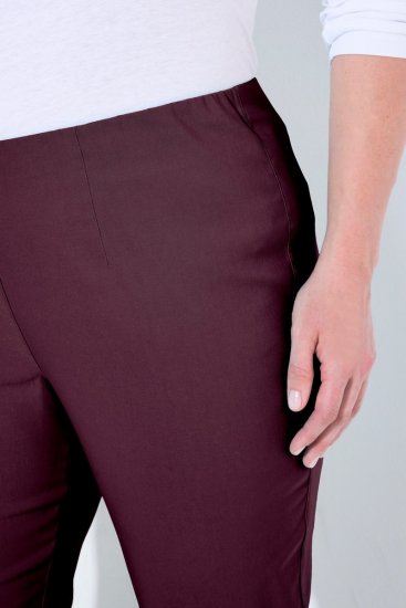 Ulla Popken 854910 Pantalon stretch chaud à taille élastique Aubergine - Pantalons en tissu - Pantalons larges femme grande taille