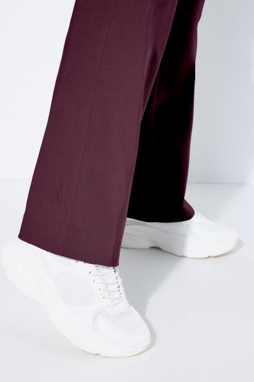 Ulla Popken 854910 Pantalon stretch chaud à taille élastique Aubergine - Pantalons en tissu - Pantalons larges femme grande taille