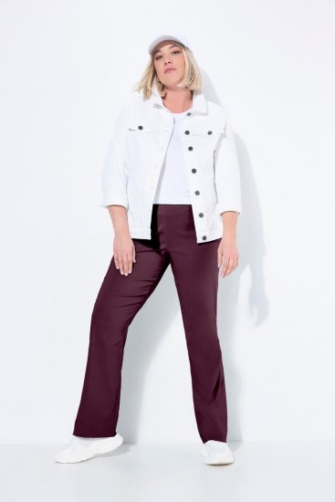 Ulla Popken 854910 Pantalon stretch chaud à taille élastique Aubergine - Pantalons en tissu - Pantalons larges femme grande taille