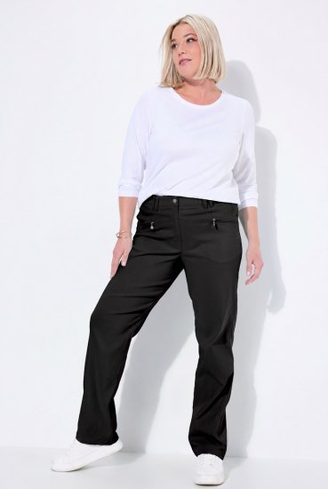 Ulla Popken 854987 Pantalon stretch chaud à ceinture confort Noir - Pantalons en tissu - Pantalons larges femme grande taille