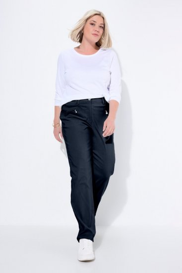 Ulla Popken 854987 Pantalon stretch chaud à ceinture confort Bleu marine - Pantalons en tissu - Pantalons larges femme grande taille